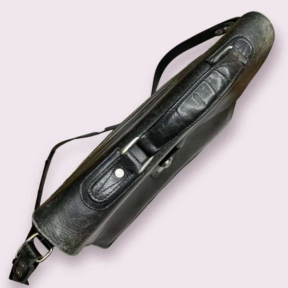 Vintage Hidesign Black Leather Messenger Bag